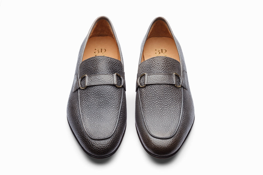 Lorenzo Leather Loafers- Grey Grain - MTO 5 Weeks