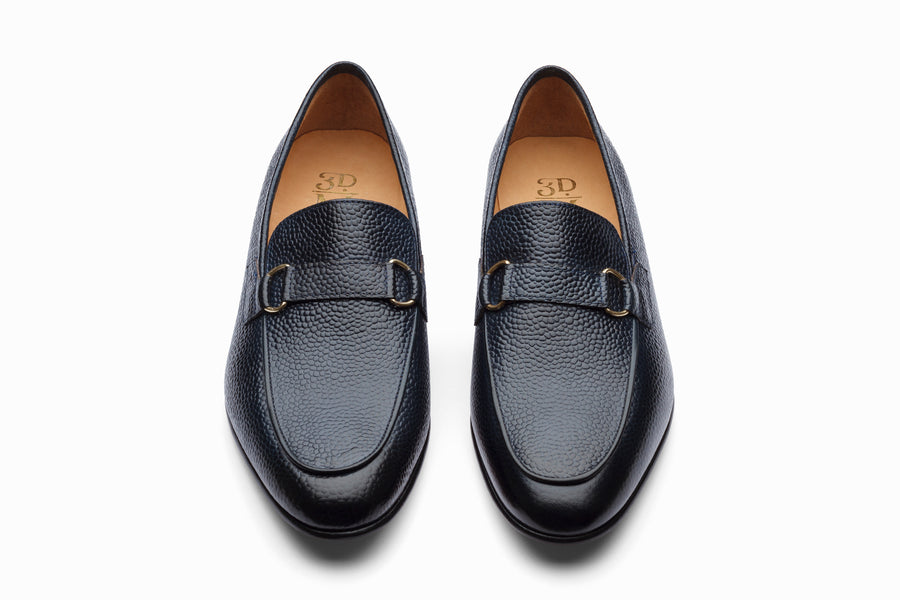 Lorenzo Leather Loafers- Navy Grain - MTO 5 Weeks