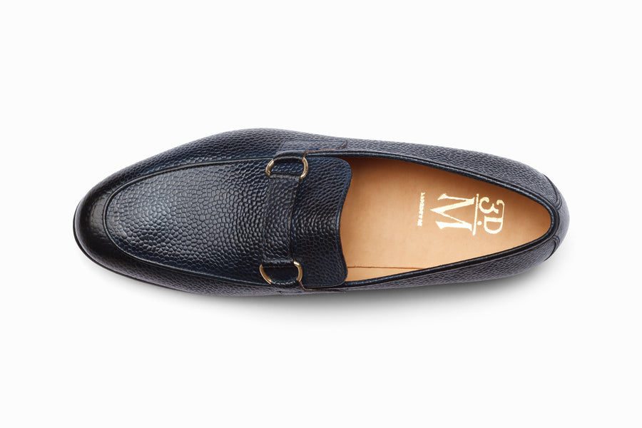 Lorenzo Leather Loafers- Navy Grain - MTO 5 Weeks