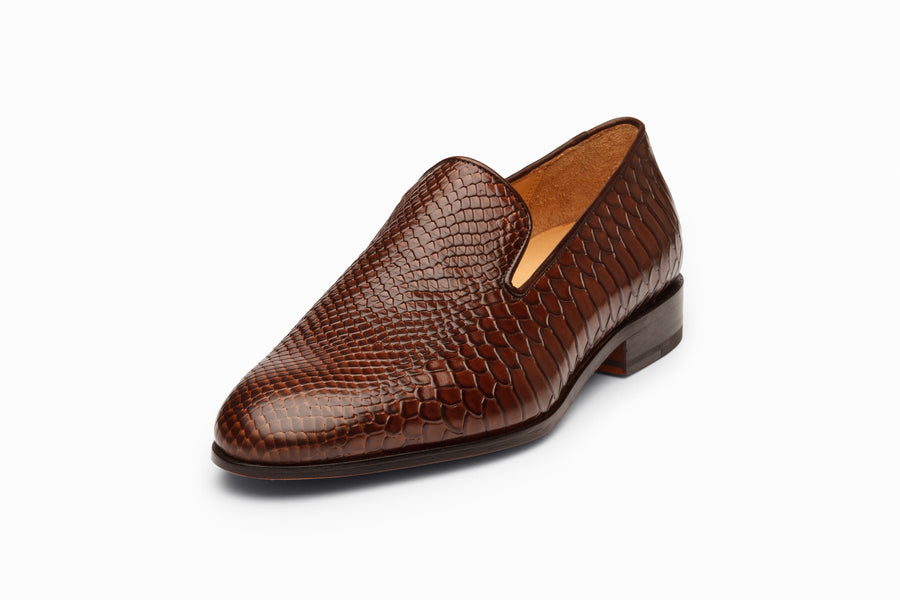 Venetian Loafer - Python Dark Brown Patina - MTO 5 Weeks