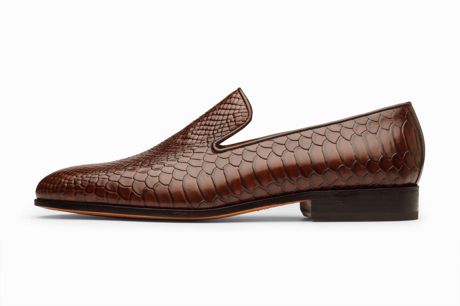Venetian Loafer - Python Dark Brown Patina - MTO 5 Weeks