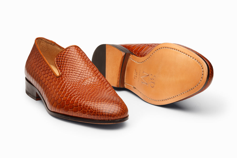 Venetian Loafer - Python Cognac Patina - MTO 5 Weeks