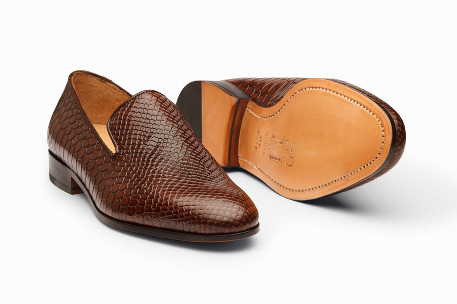 Venetian Loafer - Python Dark Brown Patina - MTO 5 Weeks