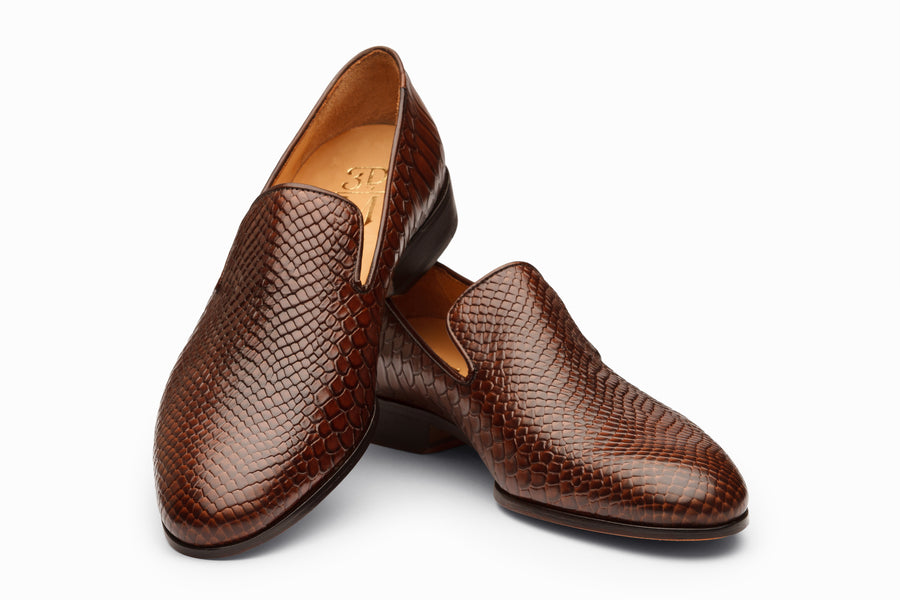 Venetian Loafer - Python Dark Brown Patina - MTO 5 Weeks