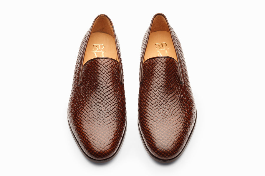 Venetian Loafer - Python Dark Brown Patina - MTO 5 Weeks