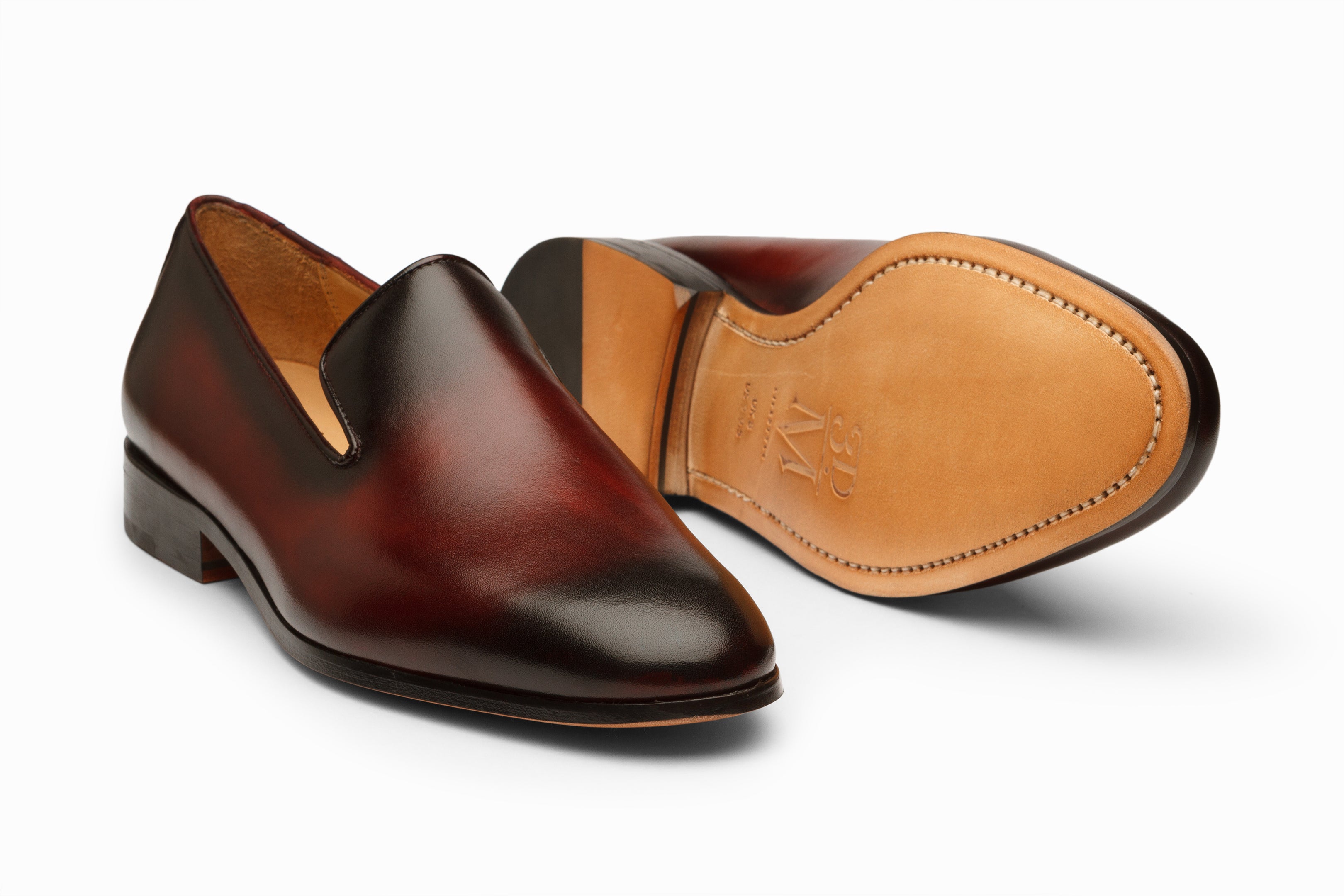 Buy Venetian Loafers - Oxblood and Black Patina Finish  display picture 2