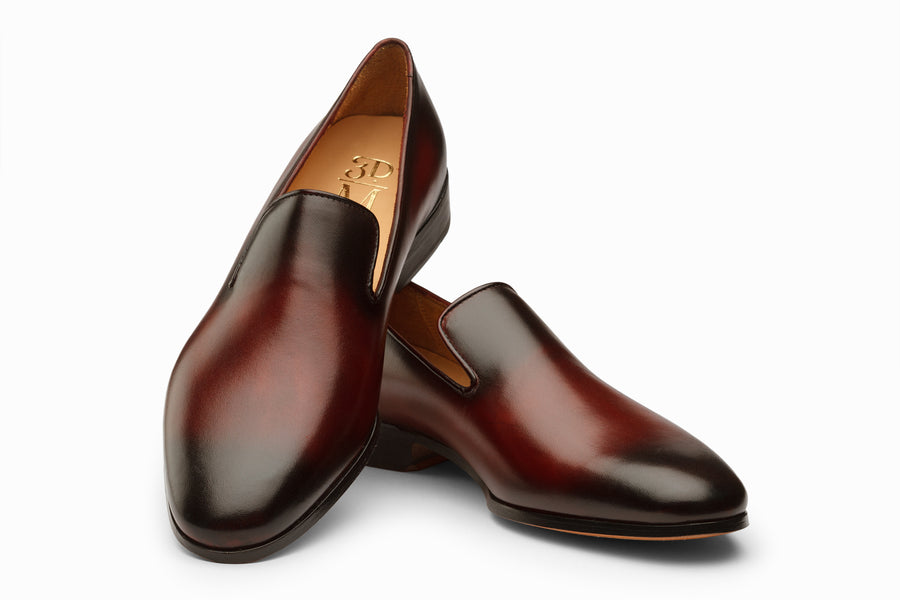 Venetian Loafers - Oxblood and Black Patina Finish