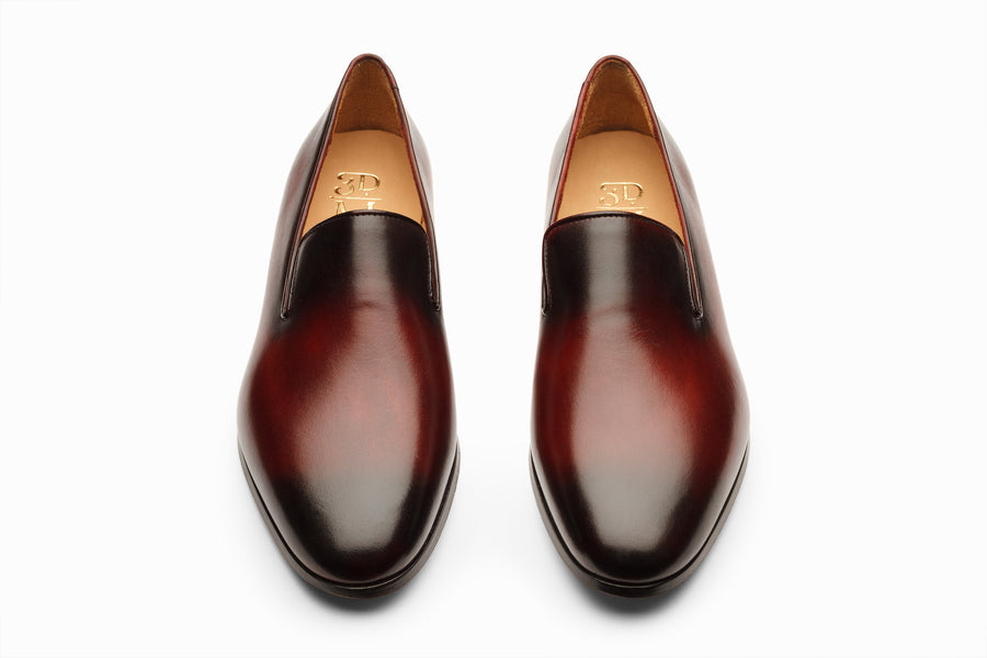 Venetian Loafers - Oxblood and Black Patina Finish