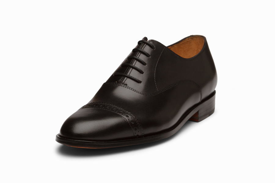Quarter Brogue Oxford - Black - MTO 5 Weeks