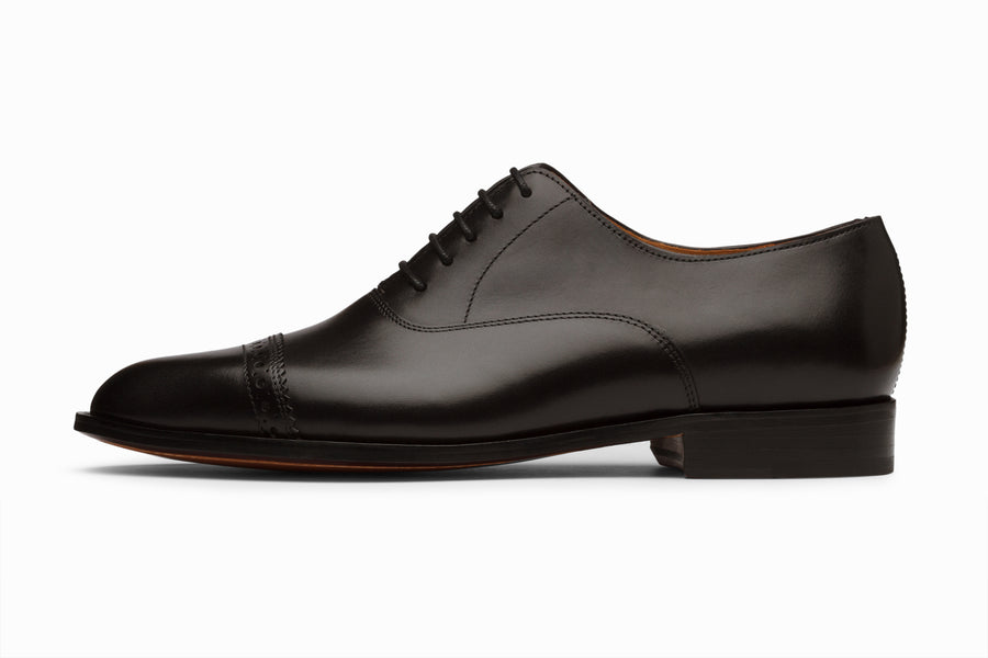 Quarter Brogue Oxford - Black - MTO 5 Weeks