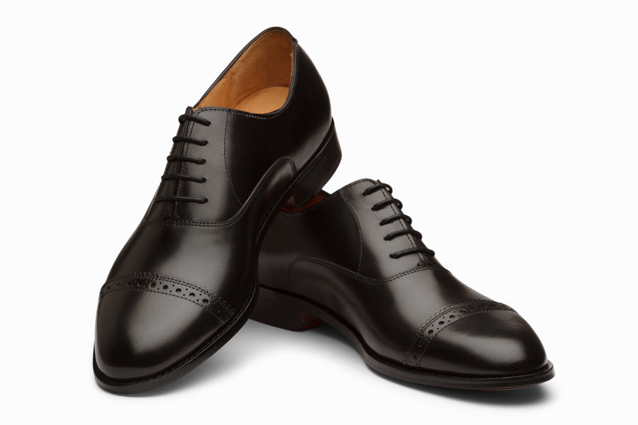 Quarter Brogue Oxford - Black - MTO 5 Weeks