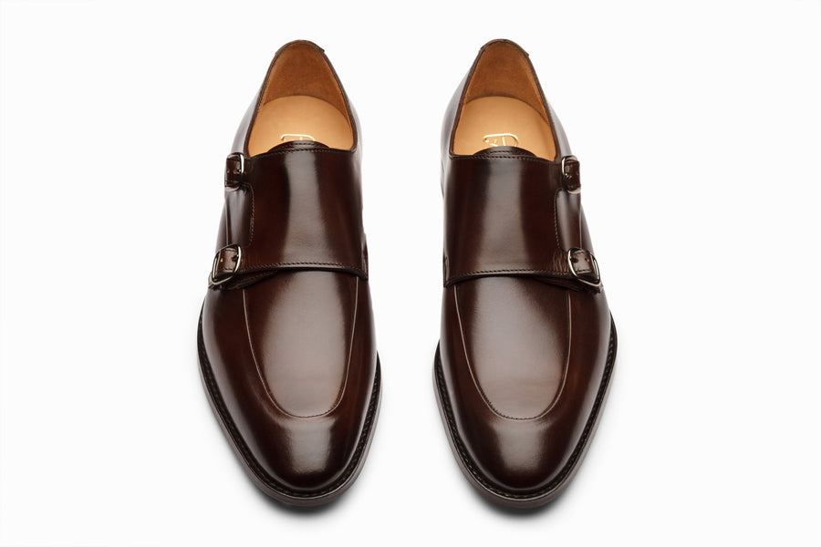 mens brown monk strap dress shoes Ariston Mens Chestnut Brown Single Monk Strap Leather Dress Shoes, 9
