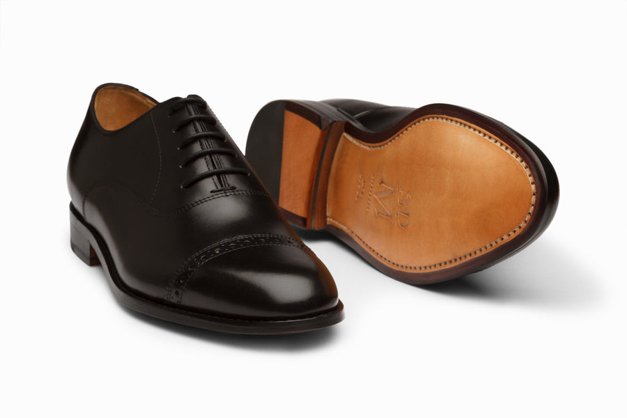 Quarter Brogue Oxford - Black - MTO 5 Weeks
