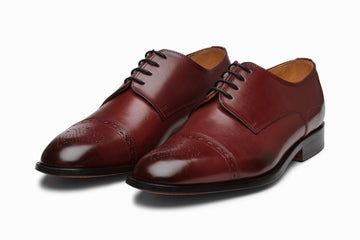 Cap Toe Brogue Derby - BURGUNDY