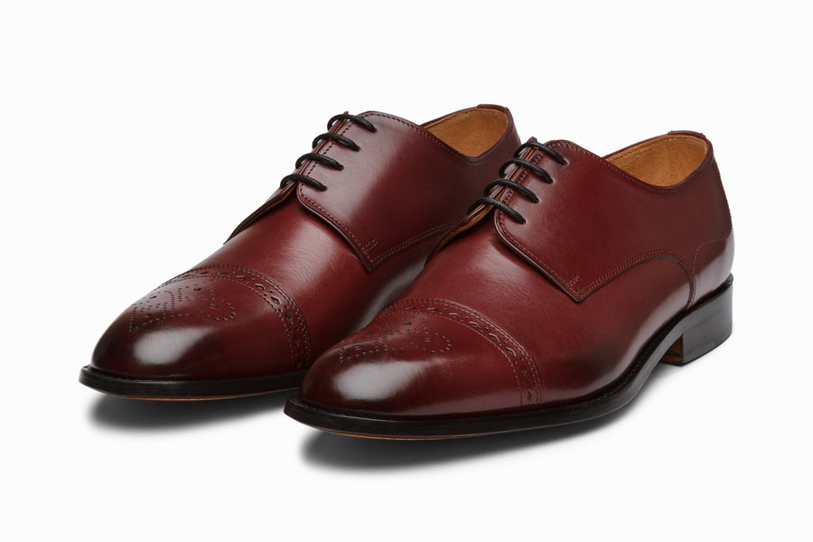 Cap Toe Brogue Derby - BURGUNDY