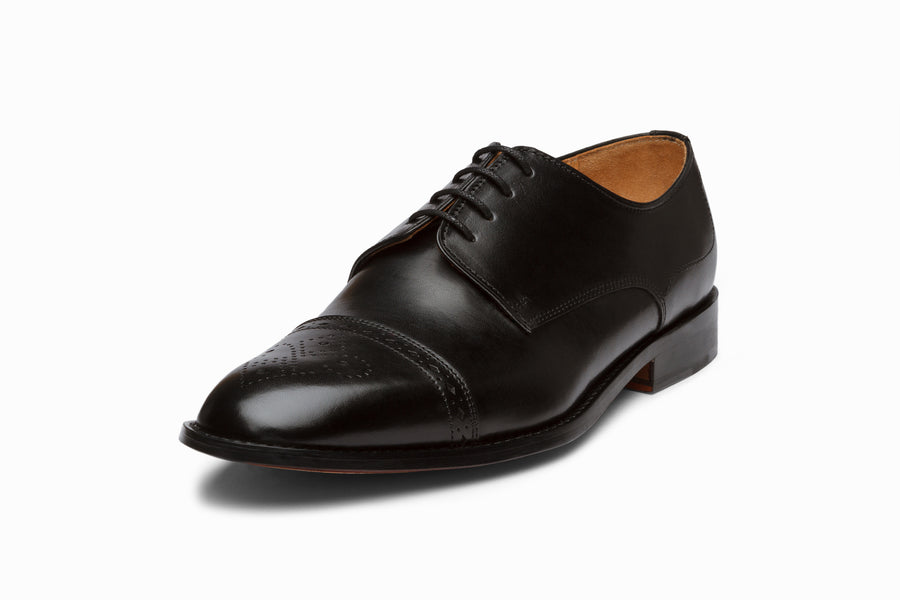 Cap Toe Brogue Derby - Black - MTO 5 Weeks