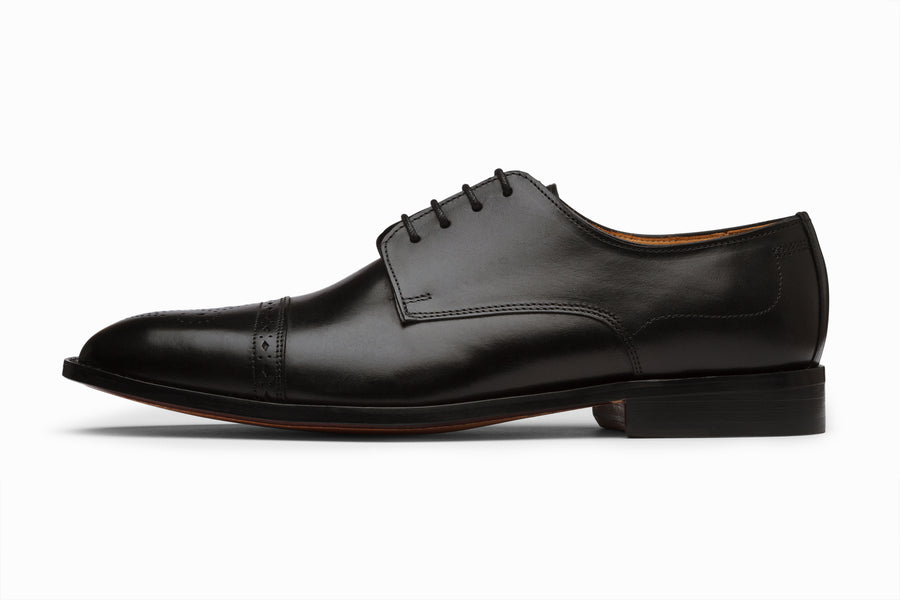 Cap Toe Brogue Derby - Black - MTO 5 Weeks