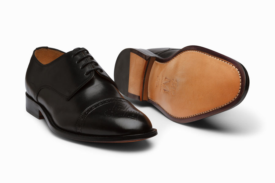 Cap Toe Brogue Derby - Black - MTO 5 Weeks