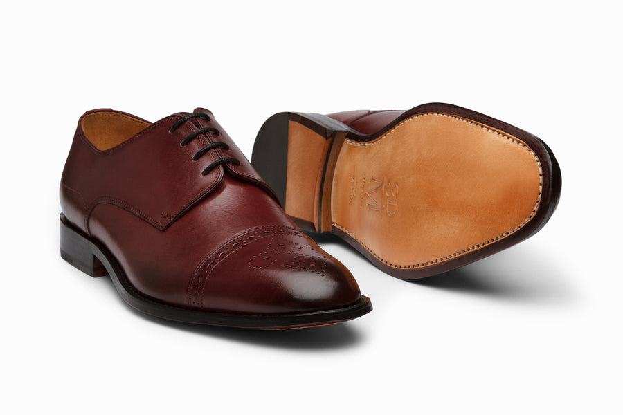 Cap Toe Brogue Derby - BURGUNDY - MTO 5 Weeks