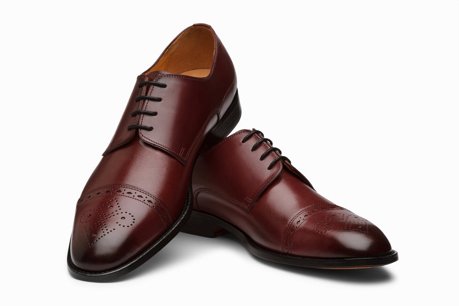 Cap Toe Brogue Derby - BURGUNDY - MTO 5 Weeks