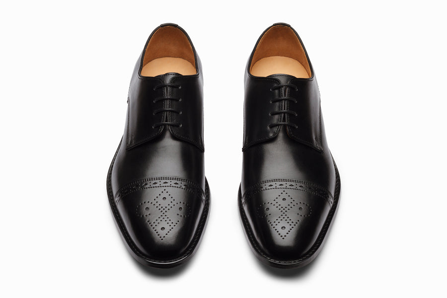 Cap Toe Brogue Derby - Black - MTO 5 Weeks