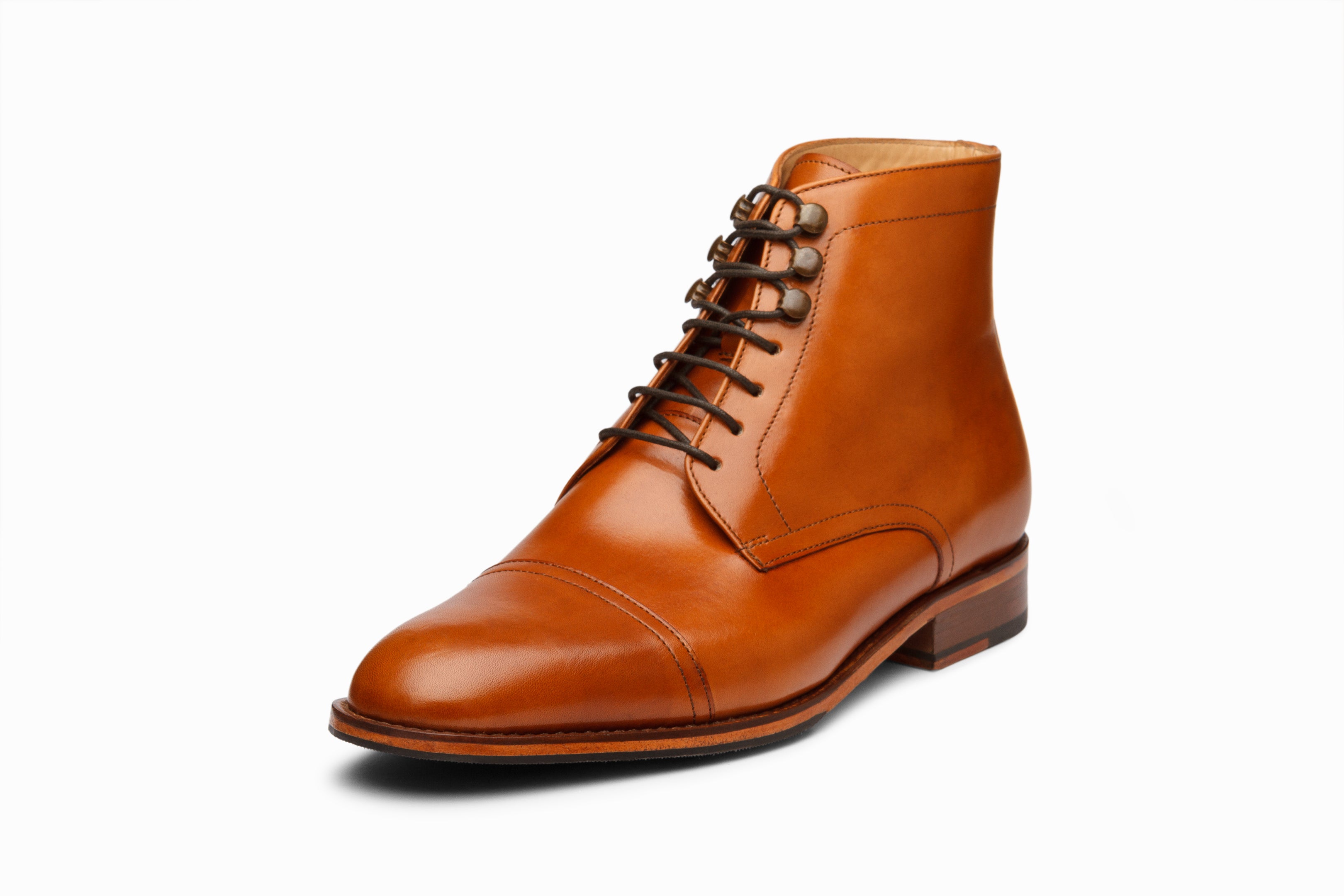 Toecap Derby Boot Tan | Handcrafted Full-Grain Leather | 3DM  display picture 3