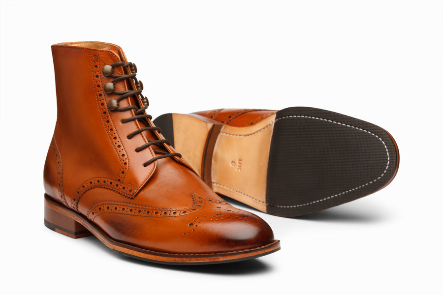 Wingtip Brogue Boot Tan | Handcrafted Full-Grain Leather Wingtip Brogue Boot Tan | Handcrafted Full-Grain Leather