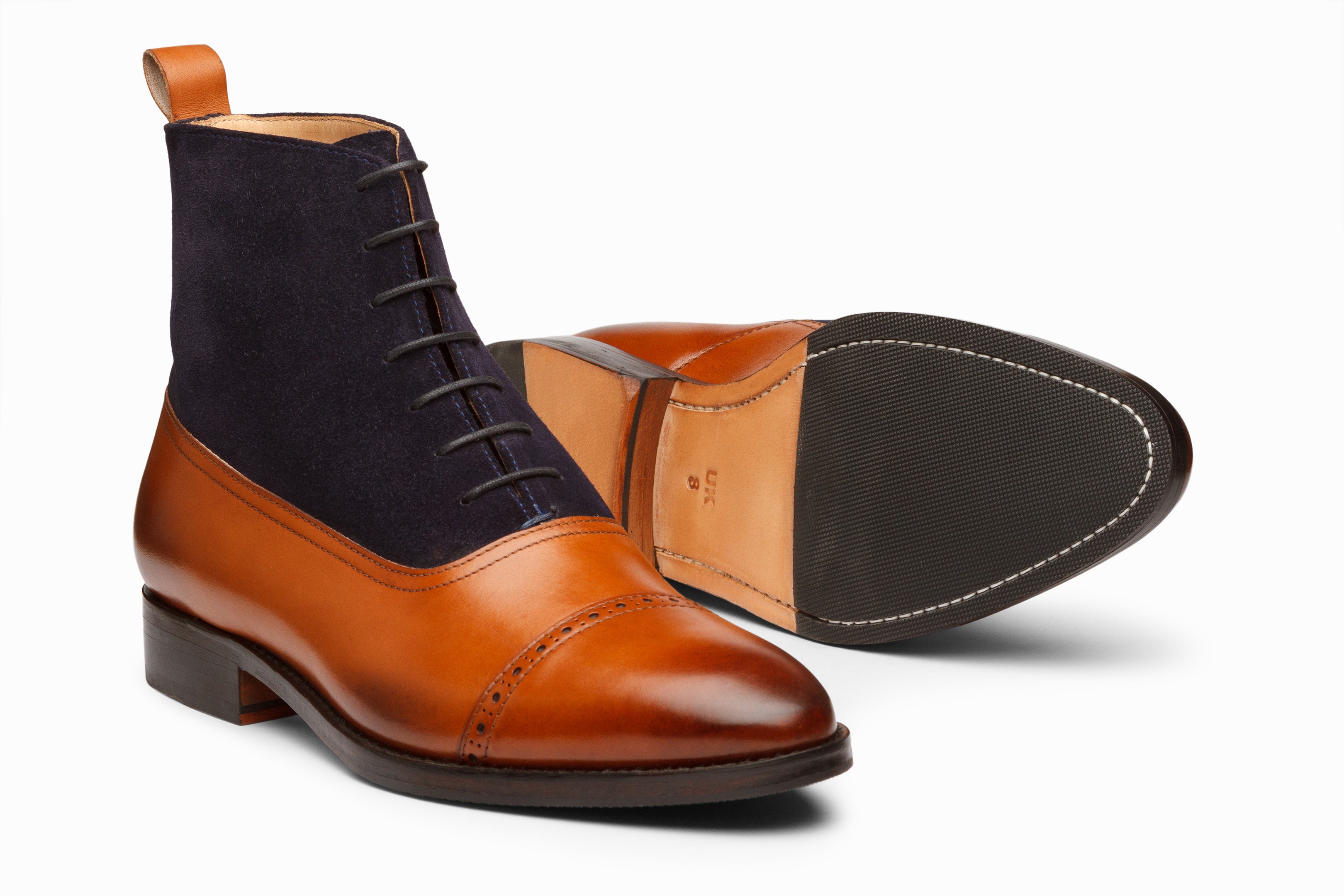 Two tone black and brown boots discount