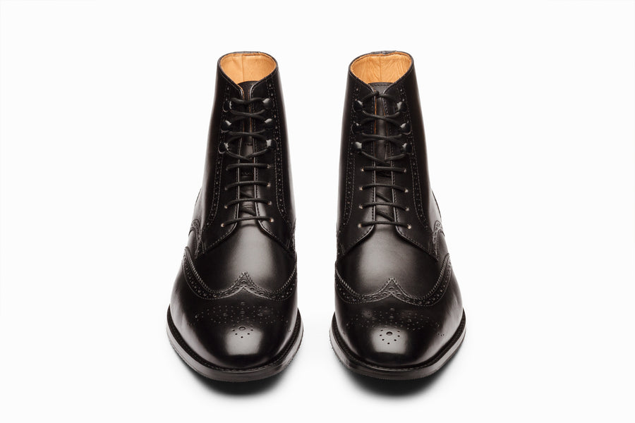 Wingtip Brogue Boot Black | Handcrafted Full-Grain Leather