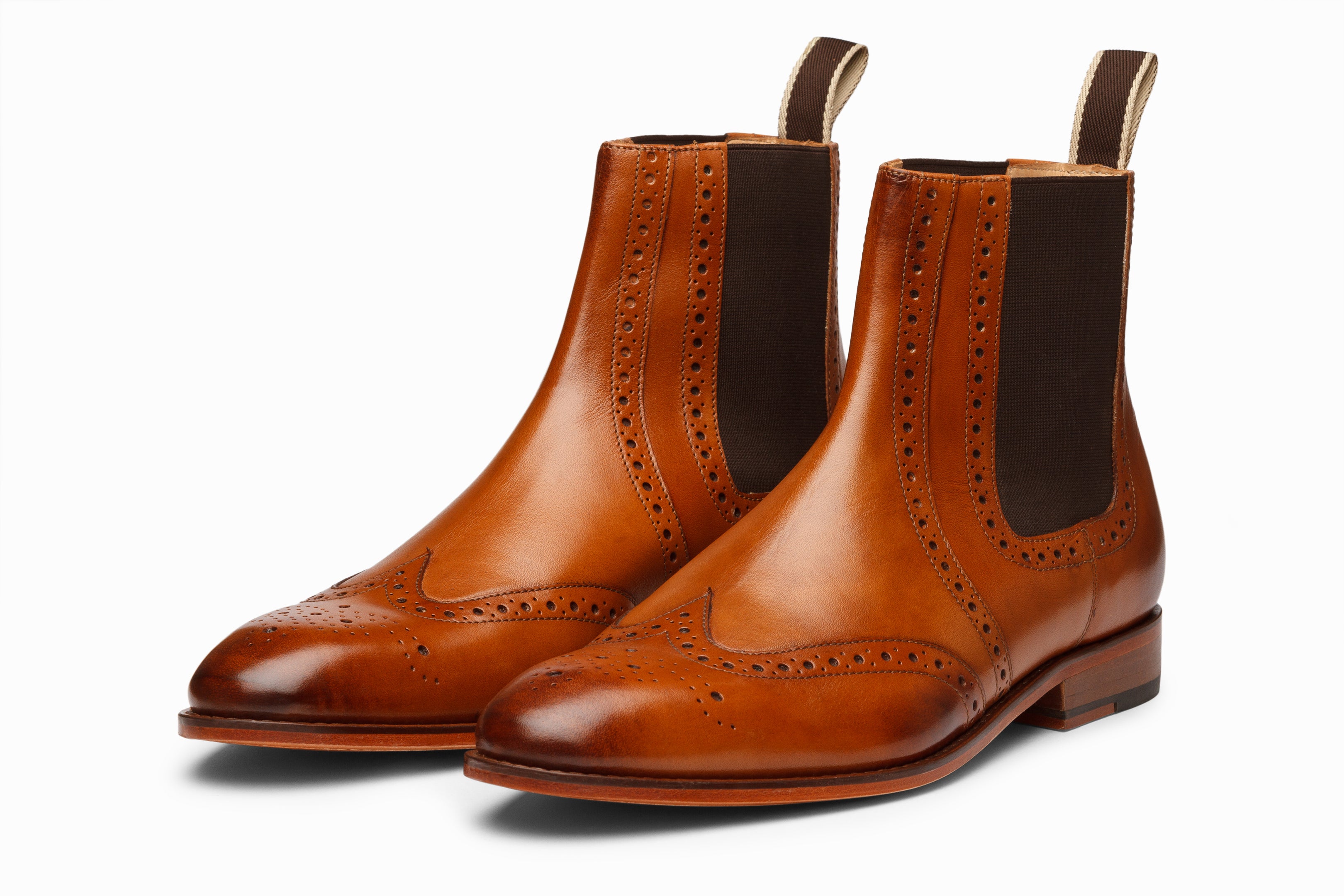 Wingtip Chelsea Brogue Boot Tan | Handcrafted Wingtip Chelsea Brogue Boot Tan | Handcrafted