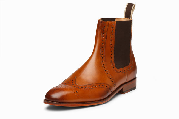 Buy Wingtip Chelsea Brogue Boot - Tan colour for men online – 3DM Lifestyle