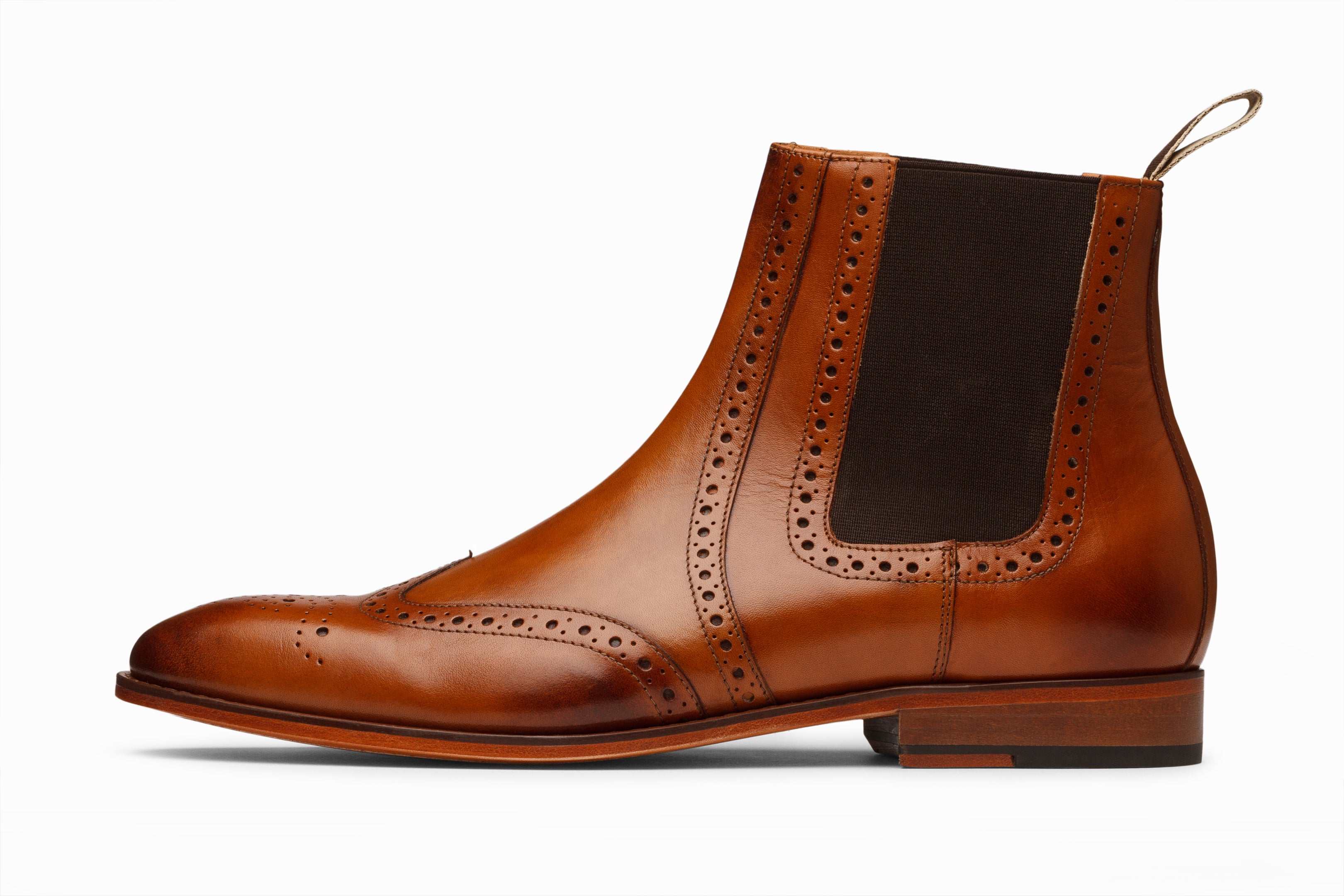 Mens Dark Brown Chelsea Ankle Boots Wingtip Brogue Detail Lug Sole Size 13 New Wingtip Chelsea Brogue Boot Black | Handcrafted | 3DM Lifestyle main image 3