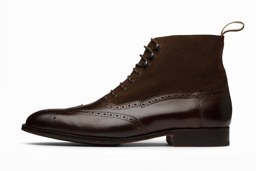 Buy Suede Combination Balmoral Boots - Dark Brown colour for men online ...