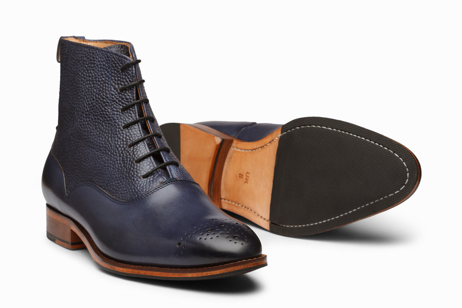 Balmoral Leather Boot - Blue - MTO 6 Weeks
