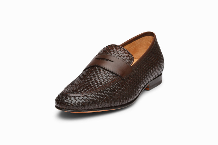 Penny Loafer - Woven Dark Brown
