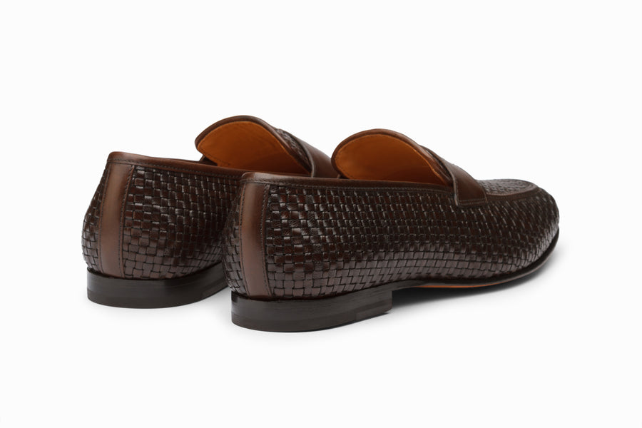 Santoni interwoven leather loafers - Brown