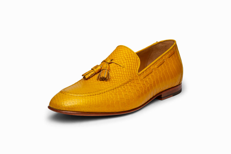 Python Print Tassel Loafers - Yellow - MTO 5 Weeks