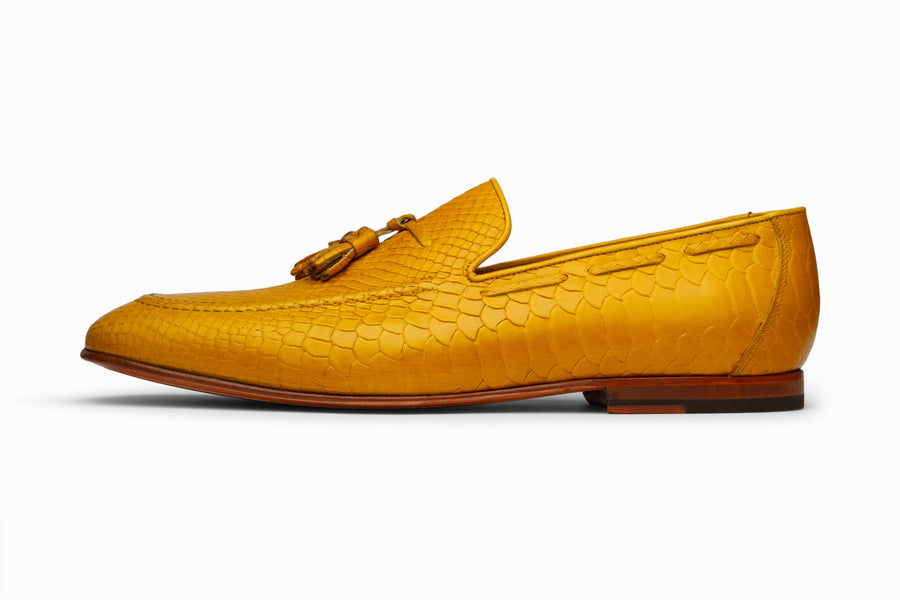 Python Print Tassel Loafers - Yellow - MTO 5 Weeks