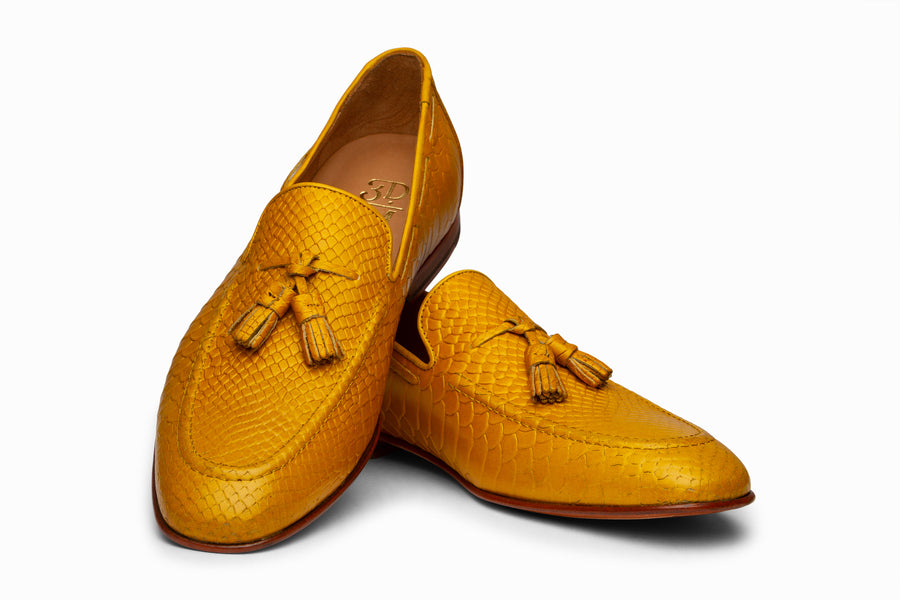 Python Print Tassel Loafers - Yellow - MTO 5 Weeks