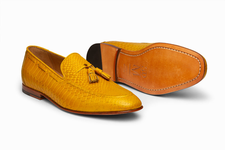 Python Print Tassel Loafers - Yellow - MTO 5 Weeks