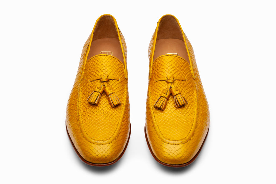 Python Print Tassel Loafers - Yellow - MTO 5 Weeks