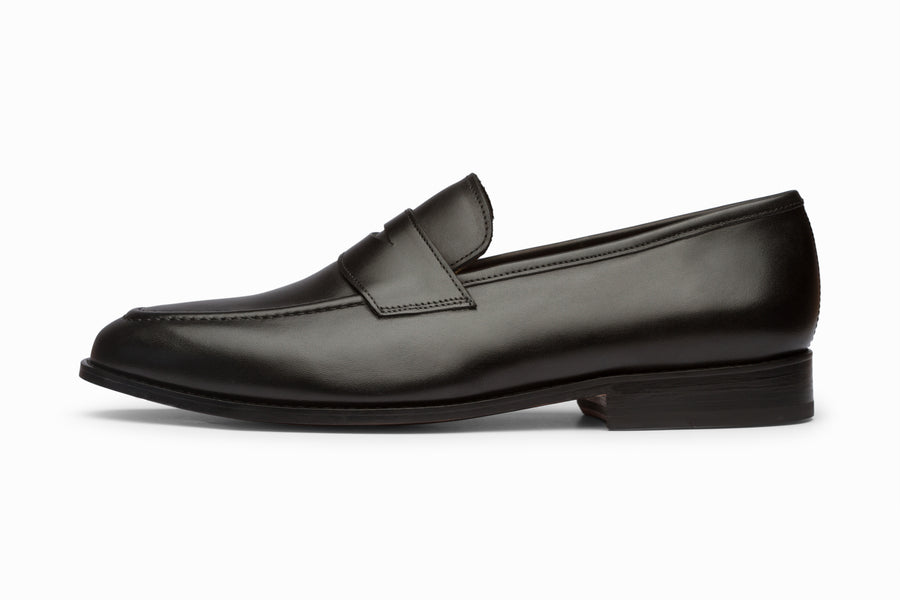 The Penny Loafer - Black Calf, Crafted by Hand