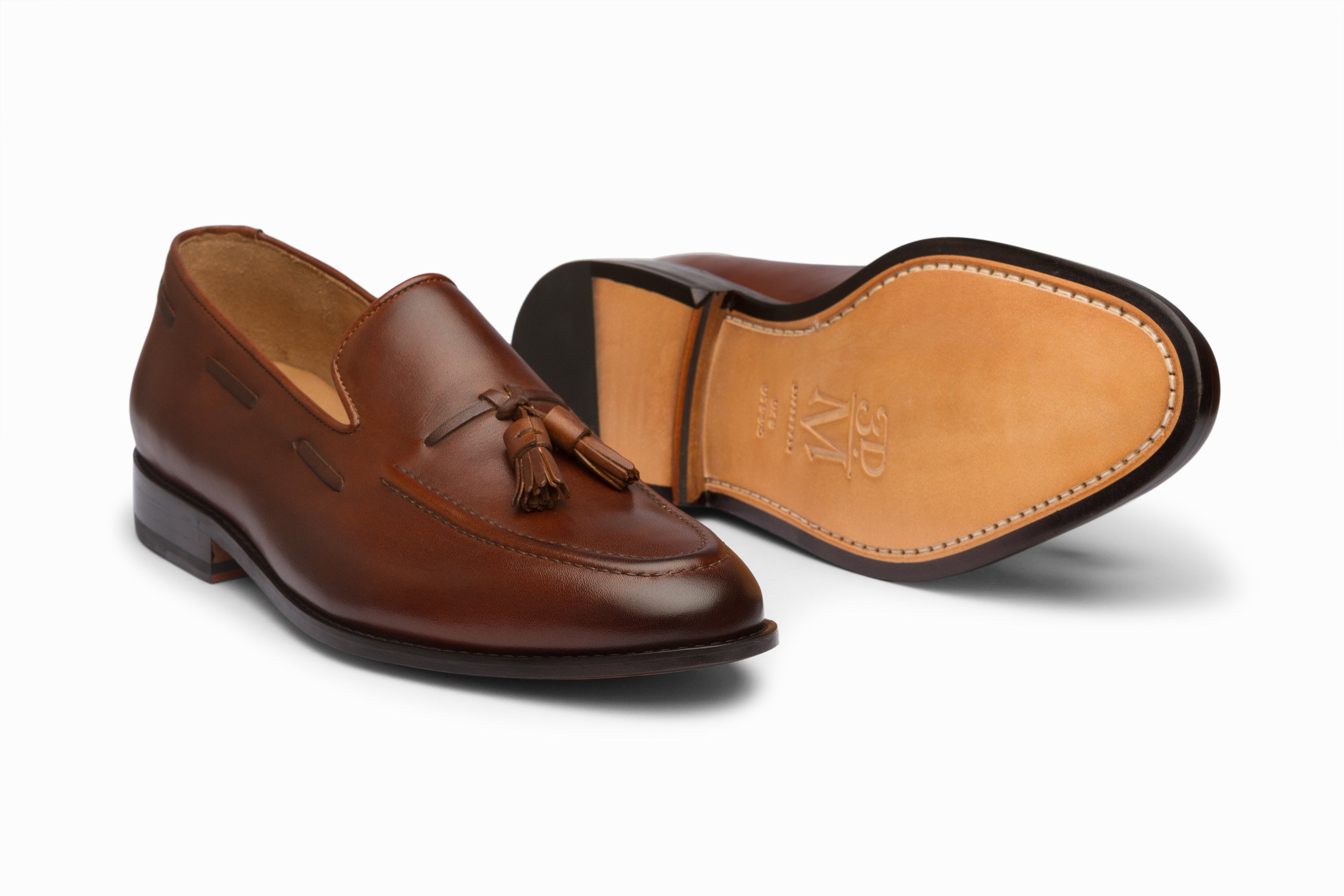 S. Maria Hand Made Shoes of Class Brown Buttery Leather Loafers Men 8.5 D Tassle Brown Leather Tassel Loafers - kids atelier main image 2