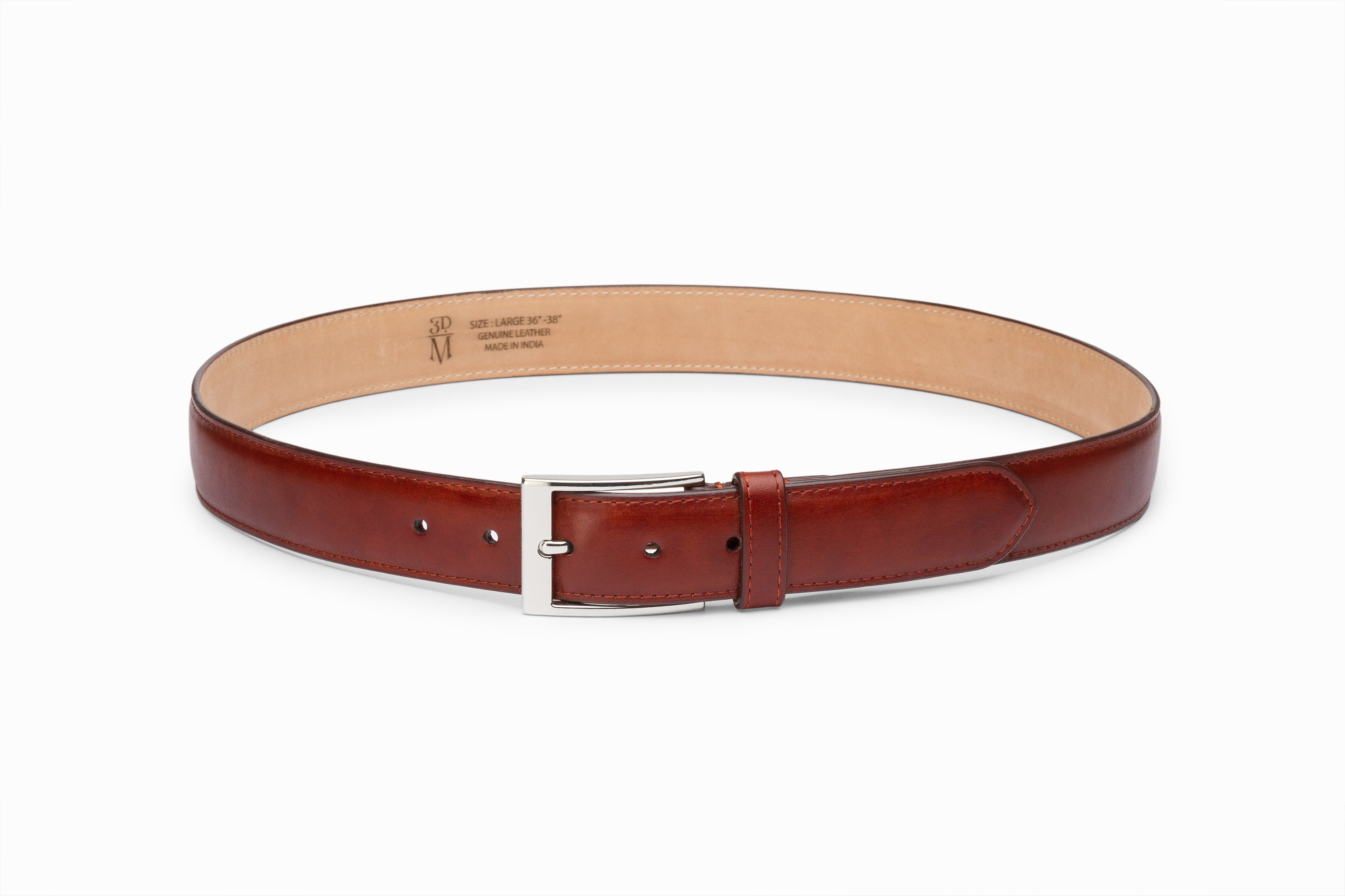 Men's Cognac Leather Dress Belt – Handcrafted Calfskin