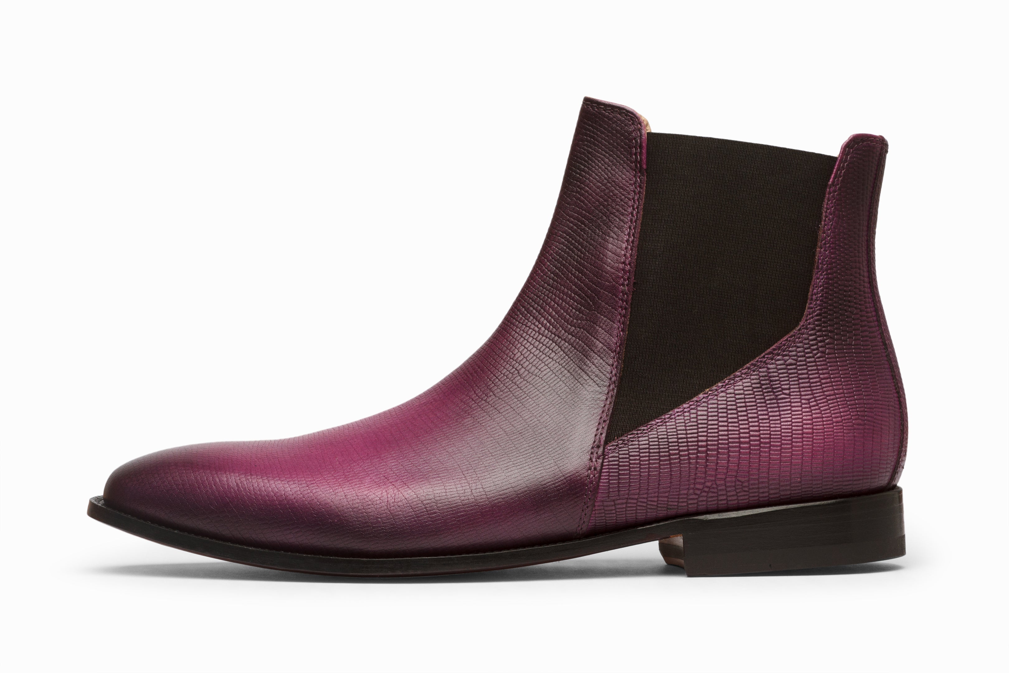 Purple chelsea boots mens store