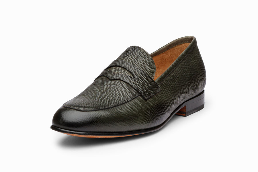 Penny Loafer - Loden Lizard - MTO 5 Weeks
