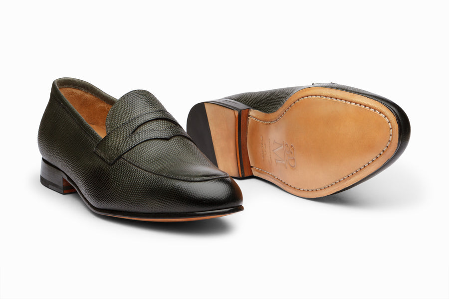 Penny Loafer - Loden Lizard - MTO 5 Weeks