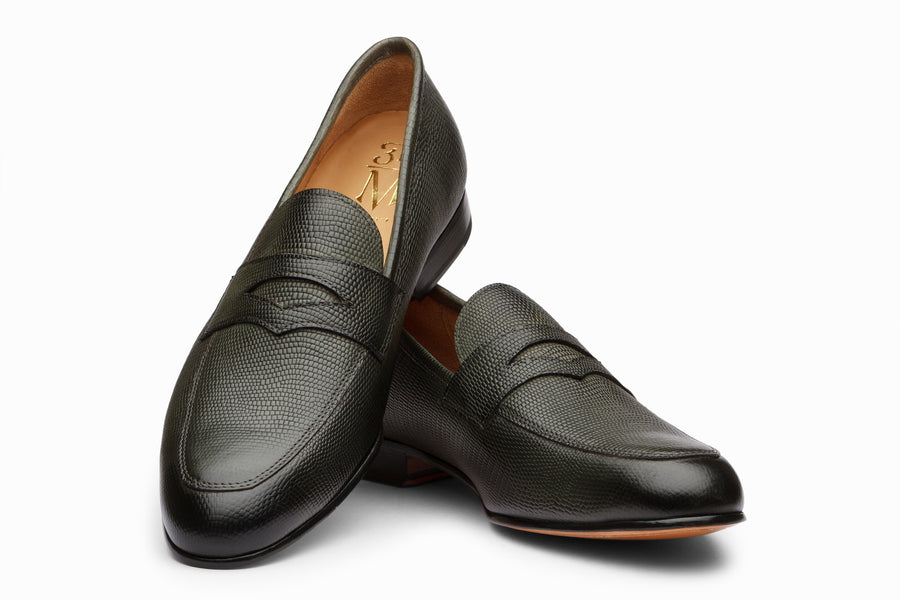 Penny Loafer - Loden Lizard - MTO 5 Weeks