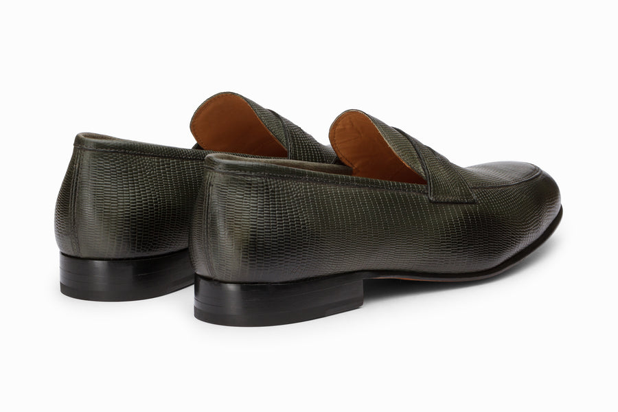 Penny Loafer - Loden Lizard - MTO 5 Weeks