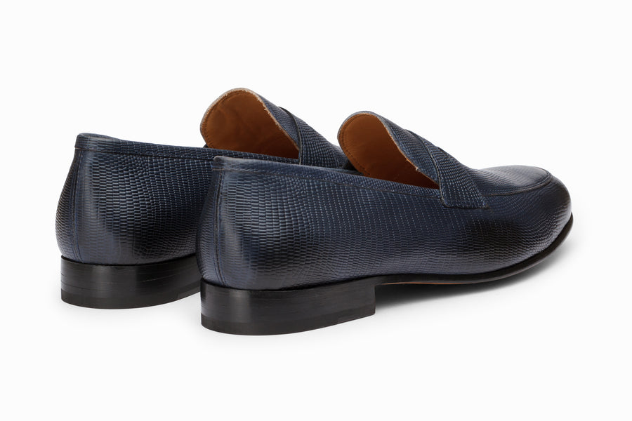 Penny Loafer - Navy Lizard - MTO 5 Weeks